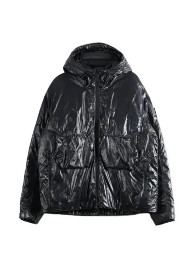 Stone Island 4100056 light-nylon 3L-TC hooded down jacket with water-resistant membrane - Black