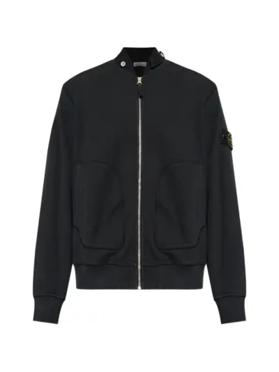 Stone Island 6100014 mesh stitch organic cotton fleece jacket - Black