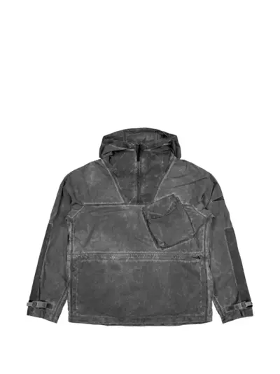 Stone Island Q100035 uneven pigment dyed nylon smerigliato + nylon canvas jacket - Black