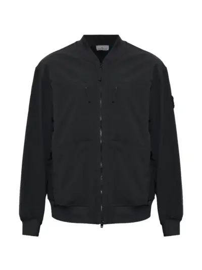 Stone Island logo-patch hooded jacket - Black
