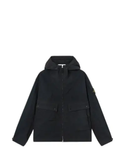 Stone Island logo-patch hooded jacket - Black