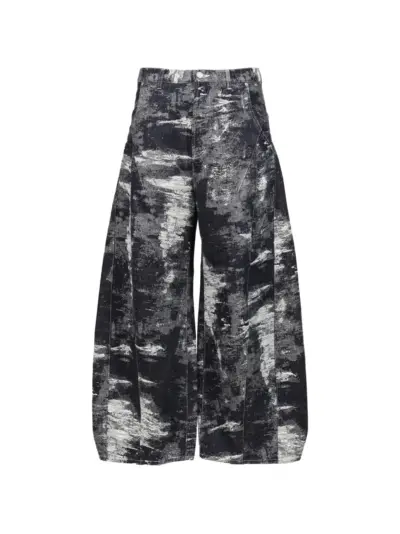 Taakk abstract-pattern panelled jeans - Black