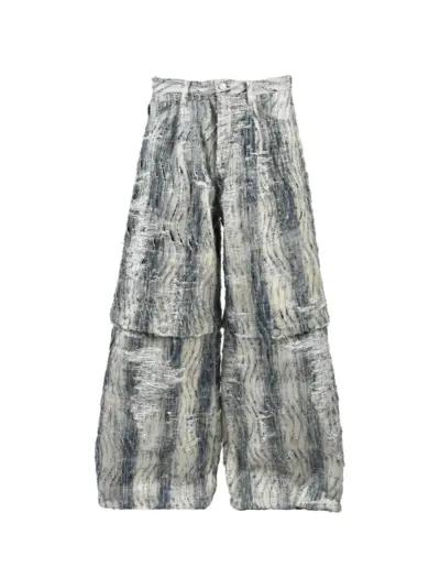 Taakk convertible bleached jacquard jeans - Blue