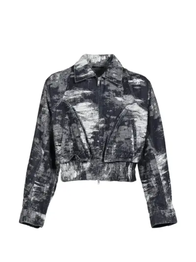 Taakk faded-pattern denim jacket - Black