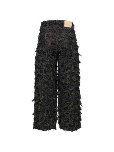 Taakk fringe-detailed wide-leg trousers - Black