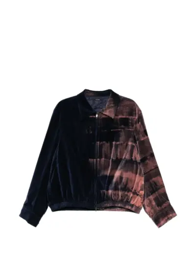 Taakk hand-bleached velvet zip jacket - Blue