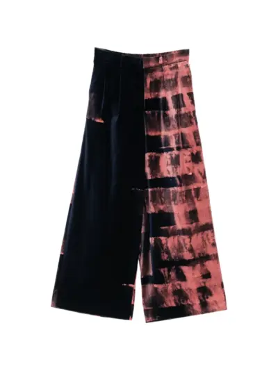 Taakk velvet checked-print trousers - Blue