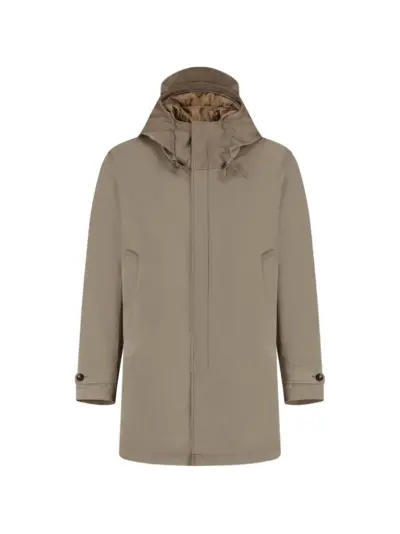 Ten C Core hooded zip-up parka coat - Neutrals