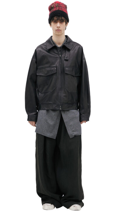 The Viridi-Anne Leather jacket with patch pockets