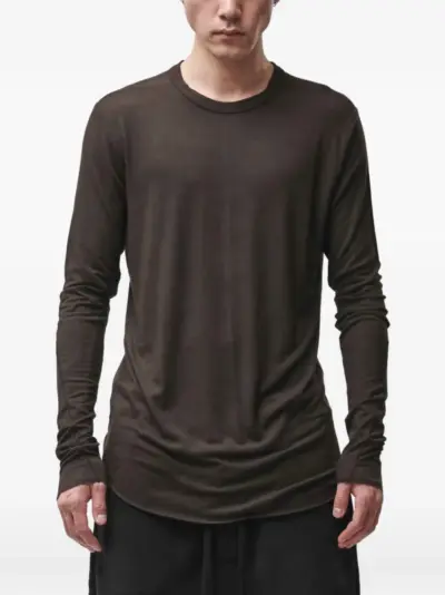 Thom Krom M TS 961 long-sleeve curved-hem T-shirt - Brown