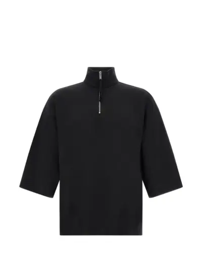 Thom Krom half-zip short-sleeve sweatshirt - Black