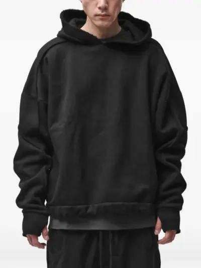 Thom Krom raw-edge panelled hoodie - Black