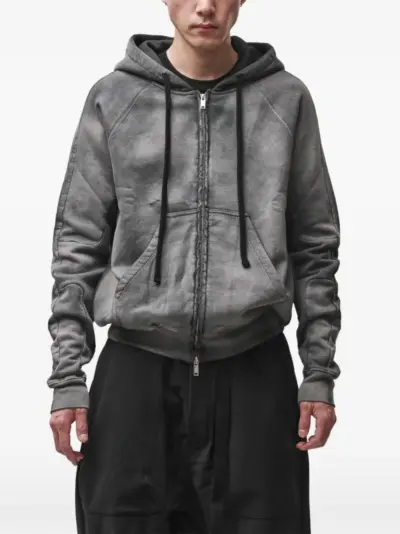 Thom Krom stone-wash zip-up hoodie - Grey