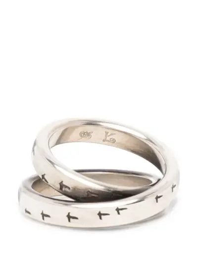 WERKSTATT:MÜNCHEN Bird Fight cross rings - Silver