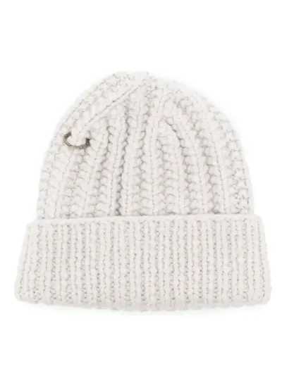 WERKSTATT:MÜNCHEN ring-detail ribbed beanie - Grey