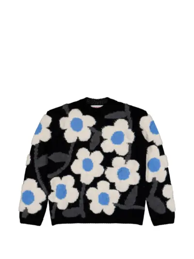Walter Van Beirendonck Flower Power patterned-intarsia sweater - Black