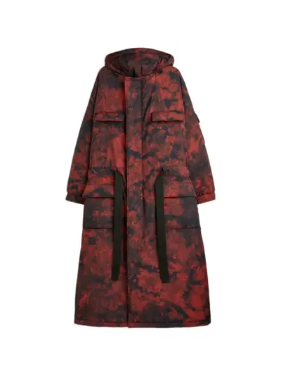 Y-3 AOP hooded coat - Red