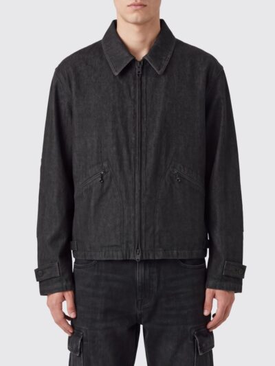 Y-3 Black Cotton Denim Shirt Jacket with Zip Closure and Pockets
