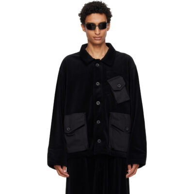 Y-3 Black Vevet Corduroy Utility Blouson Jacket