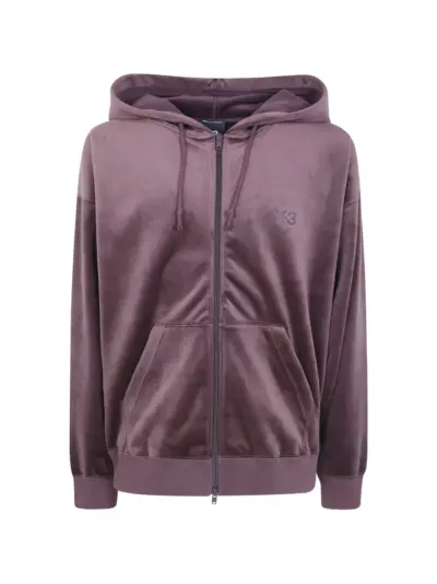 Y-3 By Yohji Yamamoto Vintage velvet-effect zip-up hoodie - Purple