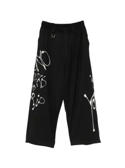 Y-3 Chito Graphic wide wool trousers - Black