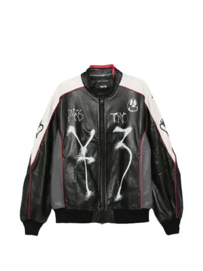 Y-3 Chito graphic leather biker jacket - Black