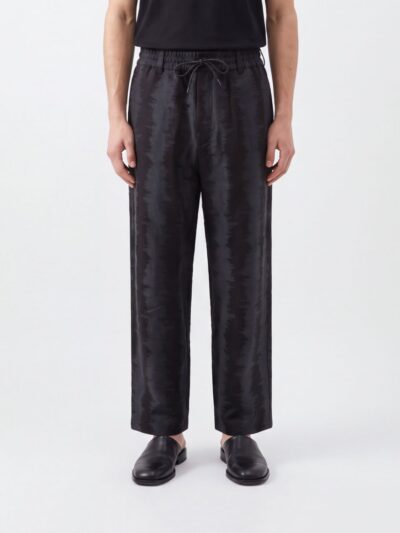 Y-3 Deco Stitch Straight-Leg Linen and Cotton Blend Trousers with Drawstring Waist