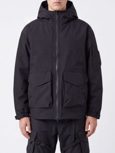 Y-3 Hooded High-Neck Windbreaker Jacket in Recycled Polyester