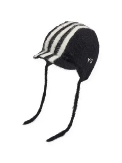 Y-3 Stripes bonnet hat - Black