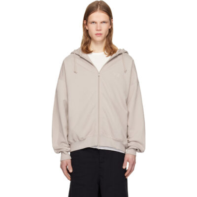 Y-3 Taupe Brushed Terry Zipper Hoodie
