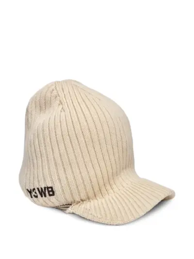 Y-3 Wales Bonner Y3 ribbed-knit visor beanie hat - Neutrals