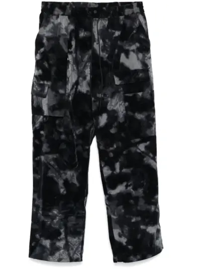 Y-3 abstract-print wide-leg trousers - Black
