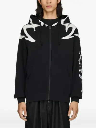 Y-3 chito graphic french terry zipper hoodie - Black