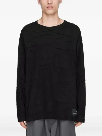 Y-3 distressed-effect raglan-sleeve sweater - Black