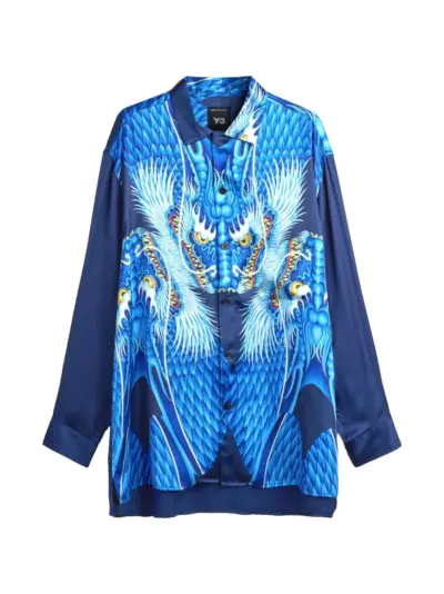 Y-3 graphic-print long-sleeve shirt - Blue