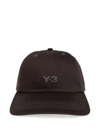 Y-3 logo-embroidered cotton baseball cap - Brown