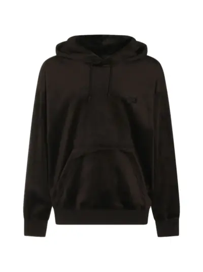 Y-3 logo-print velvet hoodie - Black