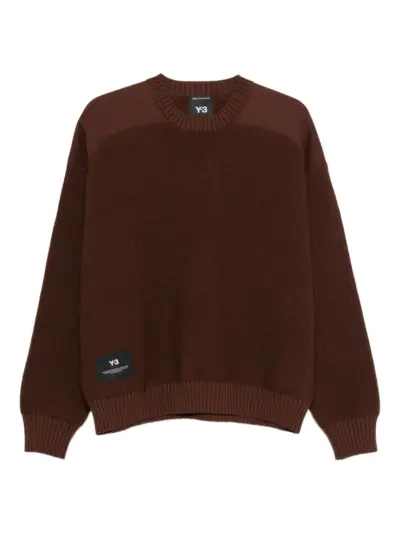 Y-3 ribbed-knit crew-neck sweater - Brown