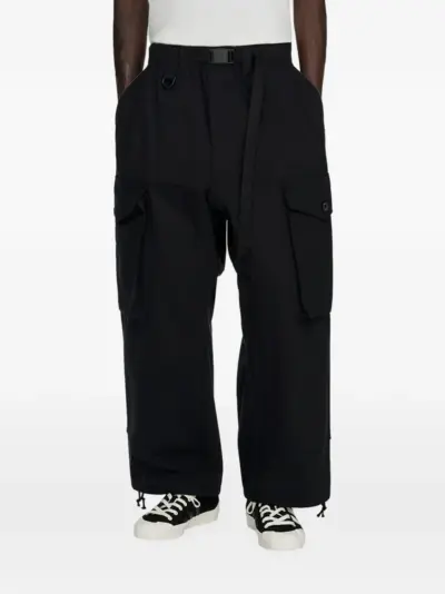 Y-3 x adidas belted twill cargo pants - Black