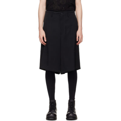 YOHJI YAMAMOTO Black Wool Gabardine St Pocket Shorts