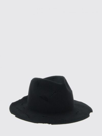 YOHJI YAMAMOTO Wide-Brimmed Hat in Wool Felt with a Distressed Effect