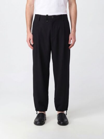 YOHJI YAMAMOTO Wide-Leg Pure Wool Trousers with Drawstring Hems