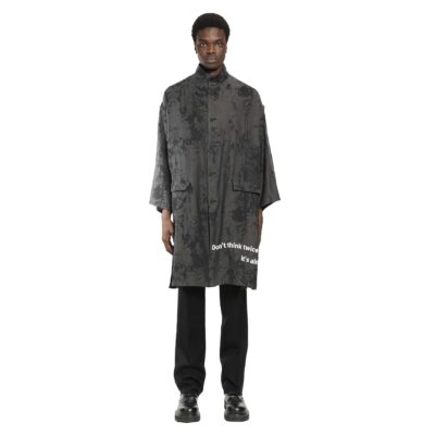 Yohji Yamamoto Jacquard Message Print Long Jacket