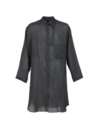 Yohji Yamamoto asymmetric-collar long shirt - Black