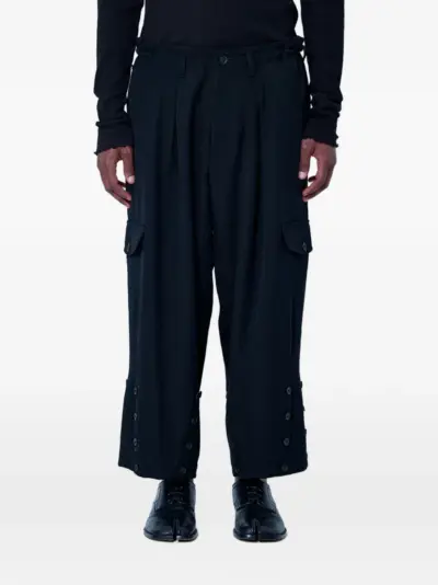 Yohji Yamamoto button-detail wide-leg cargo pants - Black