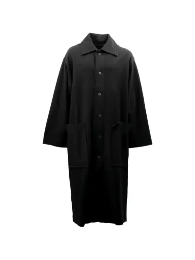 Yohji Yamamoto button-fastening patch-pocket coat - Black