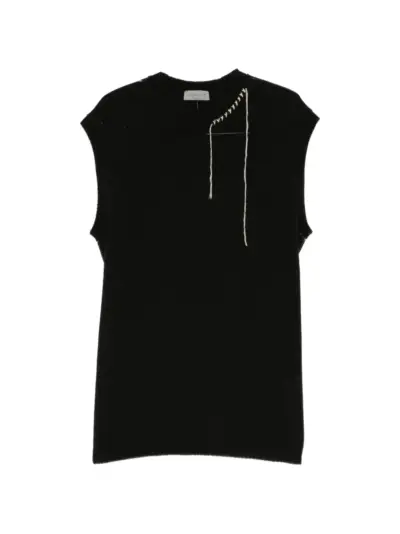 Yohji Yamamoto contrast-stitch sleeveless top - Black