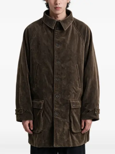 Yohji Yamamoto corduroy-texture single-breasted coat - Brown