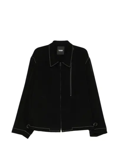 Yohji Yamamoto crepe-de-chine zip-up jacket - Black