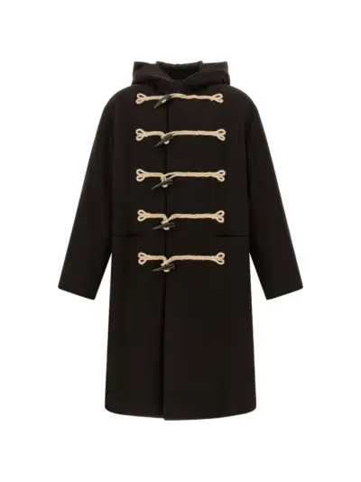 Yohji Yamamoto flannel toggle-fastening duffle coat - Red